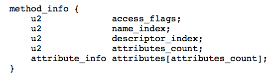 method_info(方法表）结构